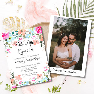 Invitation Fête de fiançailles de mariage floral vibrant espa