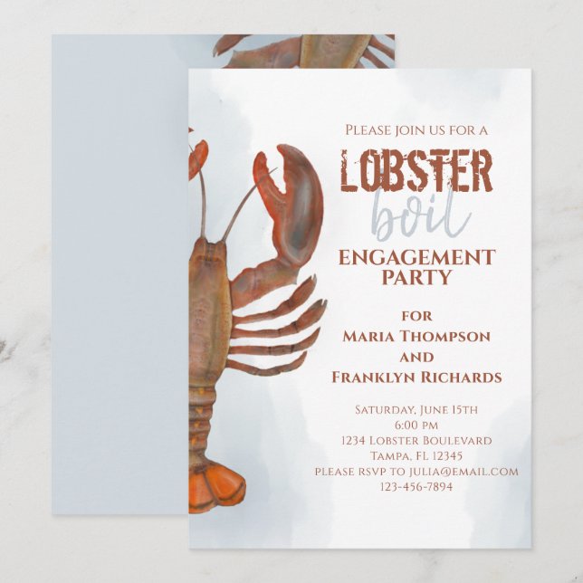 Invitation Fête de fiançailles de mariage simple ébullition d (Devant / Derrière)