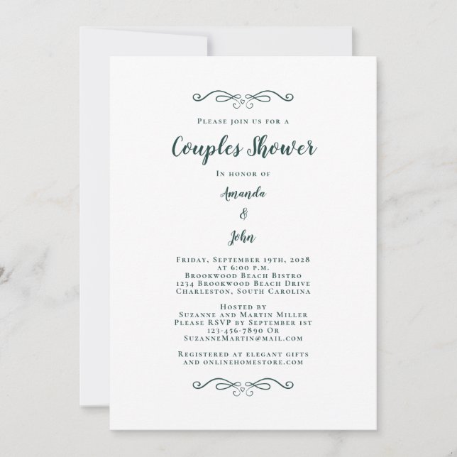 Invitation Fête de fiançailles de mariage sous la douche de c (Devant)