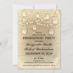 Invitation fête de fiançailles de mason jars style rustique