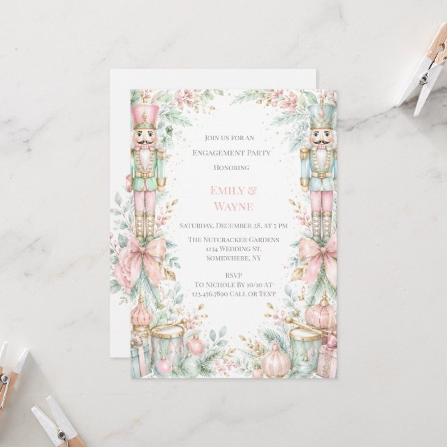 Invitation Fête de fiançailles de Noël au casse-noisette past (Devant/Arrière en situation)