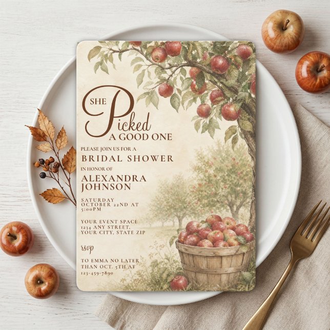 Invitation Fête de Fiançailles de Verger de Pommes de Récolte (Créateur téléchargé)