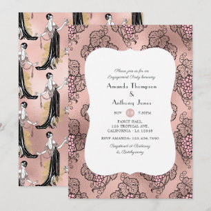 Invitation Fête de fiançailles dégustation de vin Rose Gold e