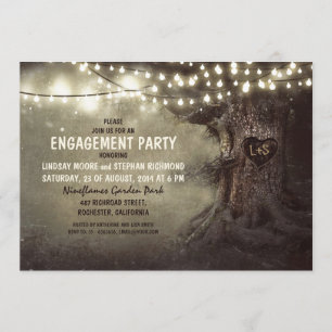 Invitation fête de fiançailles des lumières scintillantes du 