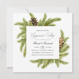 Invitation Fête de fiançailles des pins d'hiver à feuilles pe