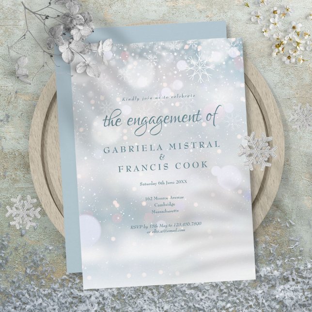Invitation Fête de fiançailles des premiers flocons de neige (First Snowflakes Engagement Party Invitation)