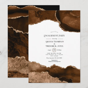 Invitation Fête de Fiançailles Desert Gold Watercolor Agate