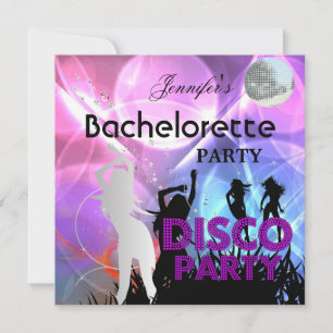 Invitation Fête de Fiançailles Disco Noir Rose