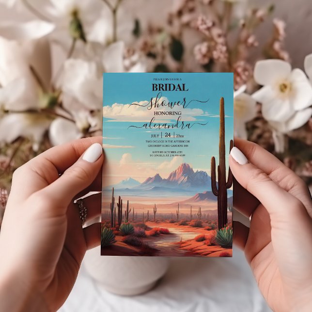 Invitation Fête de fiançailles du désert de cactus mexicain d (Créateur téléchargé)