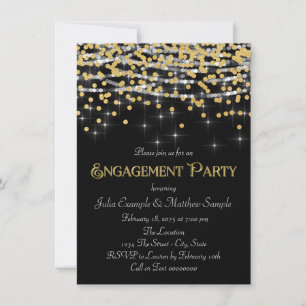 Invitation Fête de fiançailles élégante avec confettis dorés