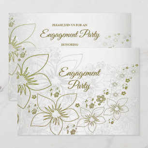 Invitation Fête de fiançailles élégante avec verdure florale