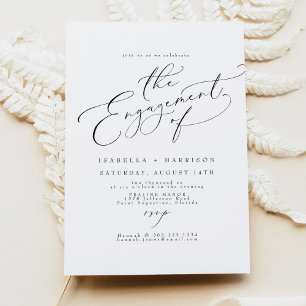 Invitation Fête de fiançailles élégante et minimaliste en écr