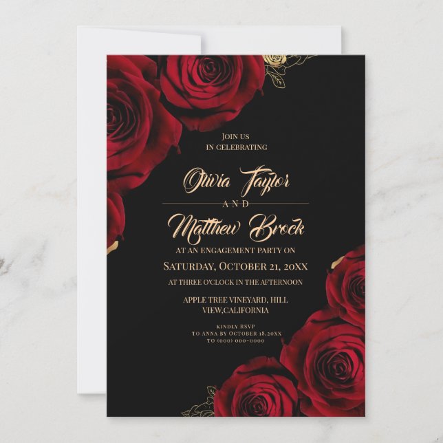 Invitation Fête de fiançailles élégante et rustique à fleurs  (Devant)