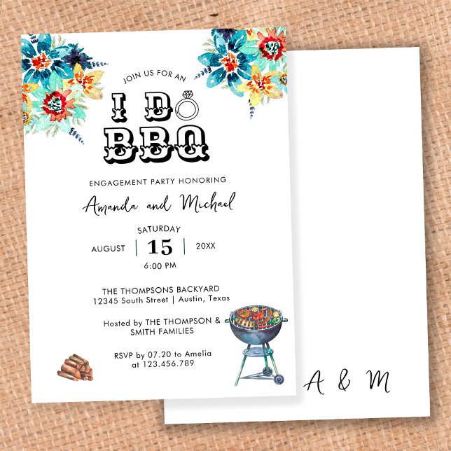 Invitation Fête de fiançailles Élégante Florale Rustique I Do (Créateur téléchargé)