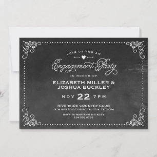Invitation Fête de fiançailles élégante ombrée vintage script
