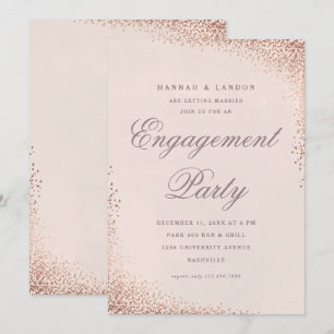 Invitation Fête de fiançailles élégante Rose Gold Confetti