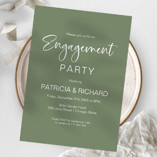 Invitation Fête de fiançailles élégante vert sauge