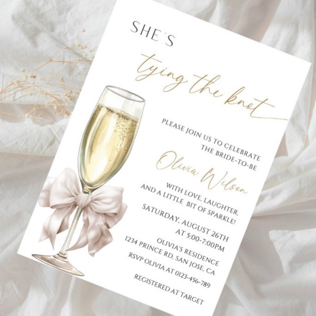 Invitation Fête de Fiançailles : Elle Noue le Nœud (Créateur téléchargé)