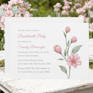 Invitation Fête de Fiançailles en Aquarelle Florale Sauge Ros