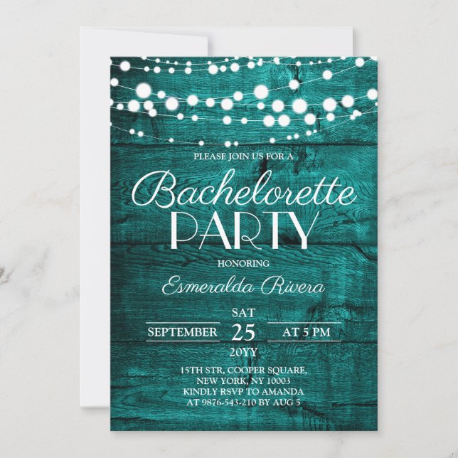 Invitation Fête de Fiançailles en Bois de Teck Rustique (Devant)