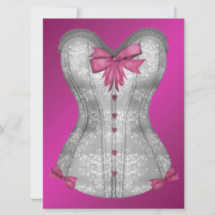 Invitation Fête de Fiançailles en corset rose vif