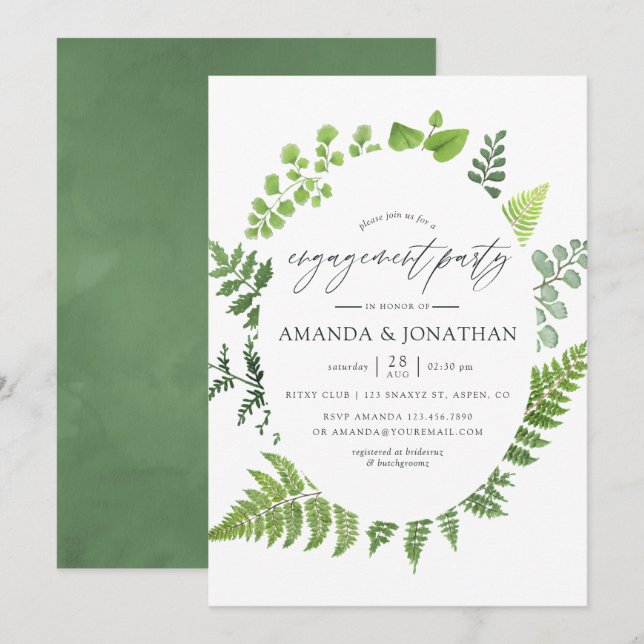 Invitation Fête de fiançailles en forêt boisée avec verdure (Devant / Derrière)