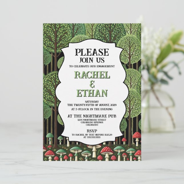 Invitation Fête de Fiançailles en Forêt Enchantée (Debout devant)