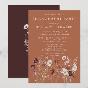 Invitation Fête de fiançailles en terre cuite florale d'autom