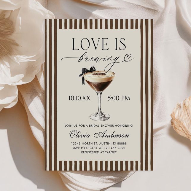 Invitation Fête de Fiançailles Espresso Martini L'Amour Est E (Créateur téléchargé)
