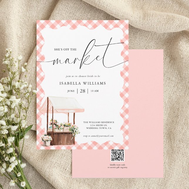 Invitation Fête de Fiançailles Fantaisiste Hors du Commun (The front and back of the invitation are shown at a 5x7 inch. Choose size, paper, + corner style.)