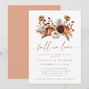 Invitation Fête de fiançailles Floral Citrouille Tombez amour