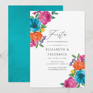 Invitation Fête de fiançailles Floral Fiesta Aquarelle