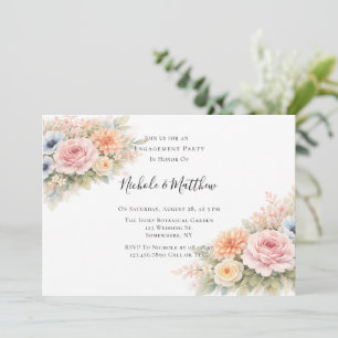 Invitation Fête de fiançailles florale aquarelle douce