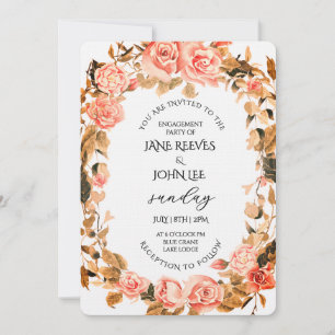 Invitation Fête de fiançailles florale aquarelle rose