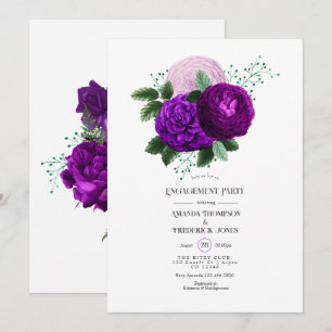 Invitation Fête de fiançailles florale aquarelle violette et