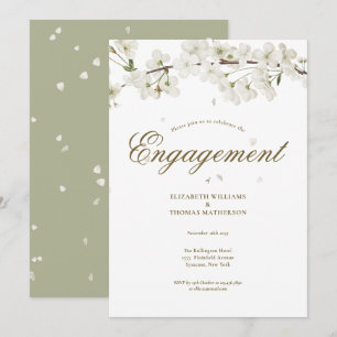 Invitation Fête de fiançailles florale Blanc Bloom