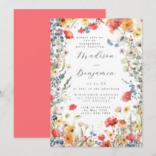Invitation Fête de fiançailles florale colorée