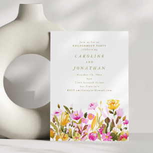 Invitation Fête de fiançailles florale colorée estivale