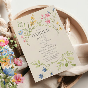 Invitation Fête de fiançailles florale dans le jardin