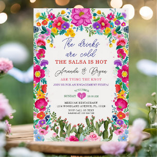 Invitation Fête de fiançailles florale mexicaine Tying The Kn