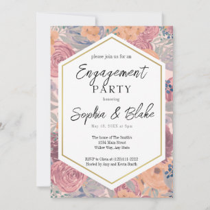 Invitation Fête de fiançailles florale orange et rose traditi