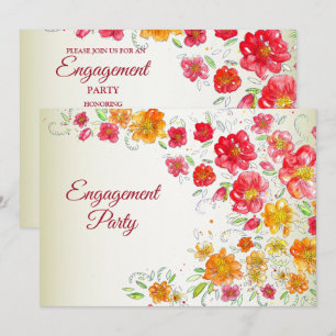 Invitation Fête de fiançailles florale rose jaune rouge color