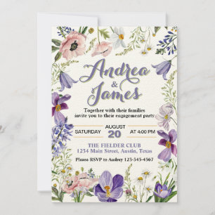Invitation Fête de fiançailles florale rustique élégante
