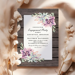 Invitation Fête de fiançailles florale succulente de jardin r