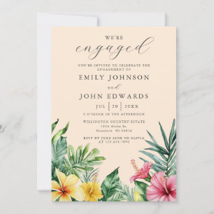 Invitation Fête de fiançailles florale tropicale aquarelle pê