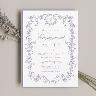 Invitation Fête de fiançailles florale victorienne française