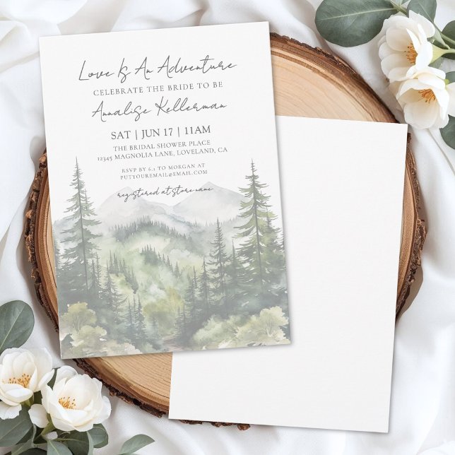 Invitation Fête de fiançailles Forest Mountain Adventure (Forest Mountain Adventure Bridal Shower Invitation)