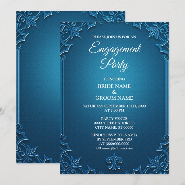 Invitation Fête de fiançailles géométrique sarcelle turquoise (Devant / Derrière)