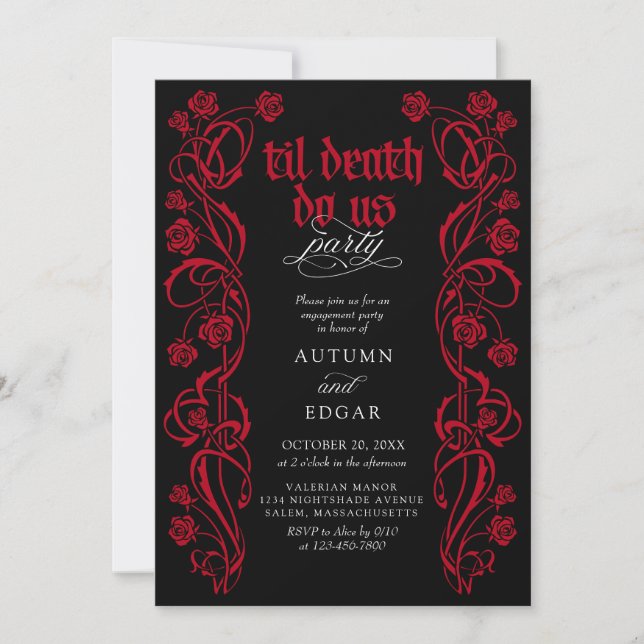 Invitation Fête de fiançailles gothiques jusqu'à la mort (Devant)