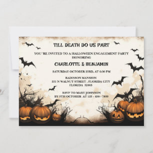 Invitation Fête de fiançailles Halloween gothique